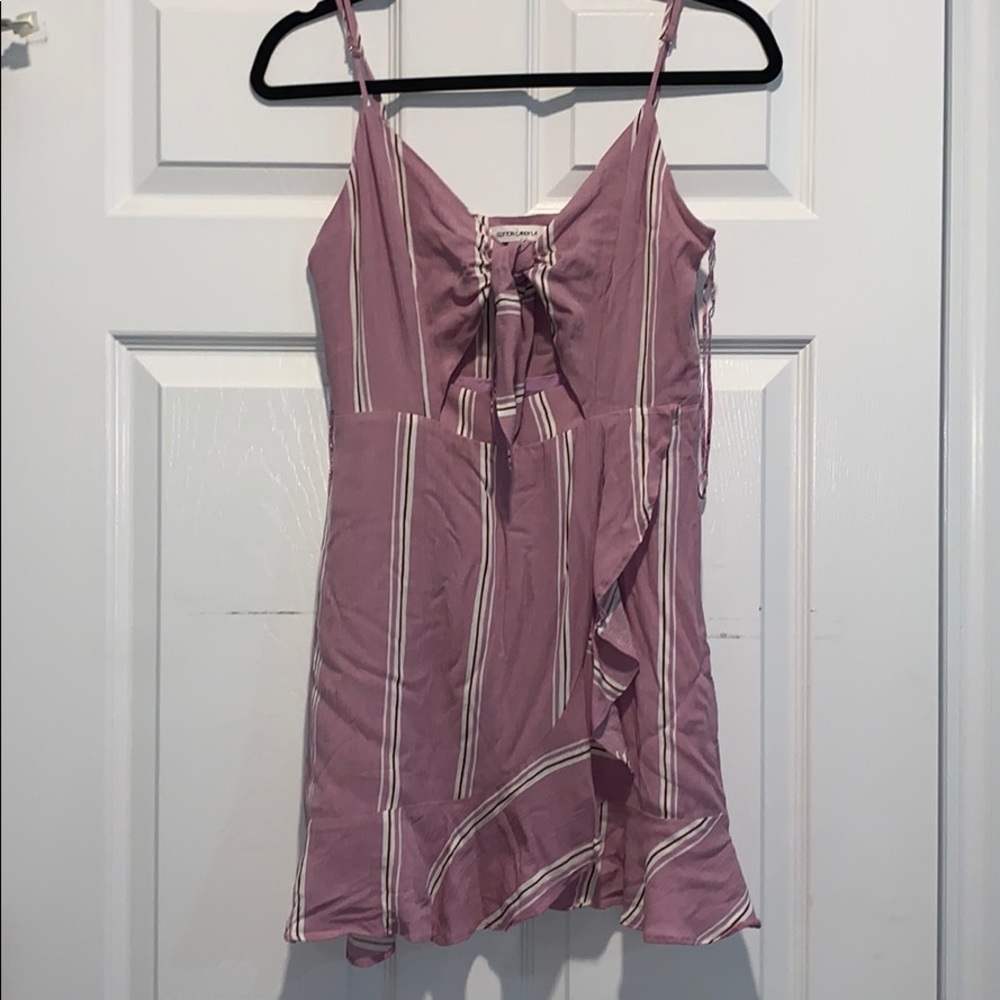 Pink Sundress with Red and White Stripes